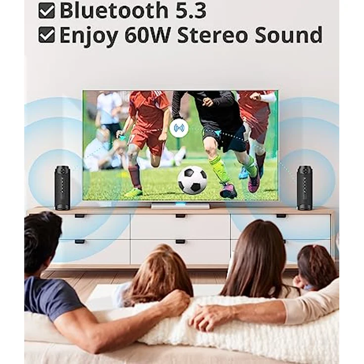 Tronsmart T7 Bluetooth Lautsprecher, LED-Leuchten und IPX7-Wasserschutz, Kraftvoller Bass mit 360 ° High-Fidelity-Stereo-Sound, kabelloser Outdoor-Lautsprecher mit EQ für Partys, Reisen – Bild 3