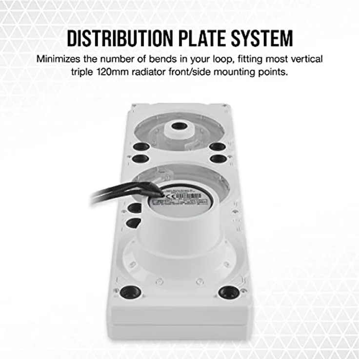 Corsair Hydro X Series XD7 RGB Pumpen-/Ausgleichsbehälter-Kombination (360-mm-Verteilerplattensystem, D5 PWM-Pumpe, 140-ml-Behälter, 36 Einzeln Ansteuerbare RGB-LEDs, Temperatursensor) Weiß – Bild 3