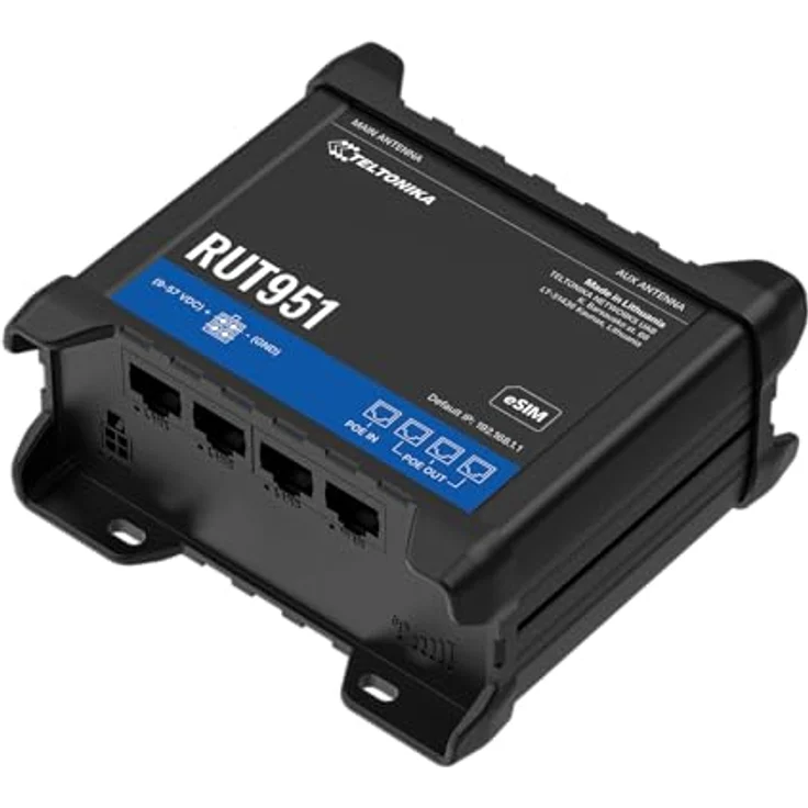 Teltonika RUT951, Industrieller WLAN-Router mit Dual-SIM, 4G LTE, vier PoE+-Ports und Hotspot-Funktionalität – Bild 2