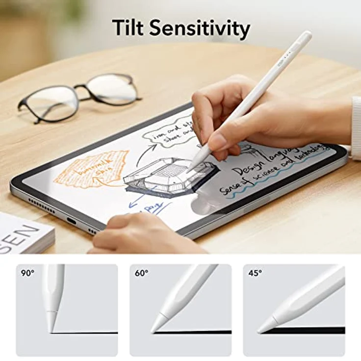 ESR Pencil 2. genetation, für Apple iPad9/8/7/6, iPad Air5/4/3, iPad Pro12.9 StylusPen, iPad Pro11 und iPad Mini6/5, iPadStift mit Neigungsempfindlichkeit,Palm Rejection,Magnetische Befestigung,Weiß – Bild 4