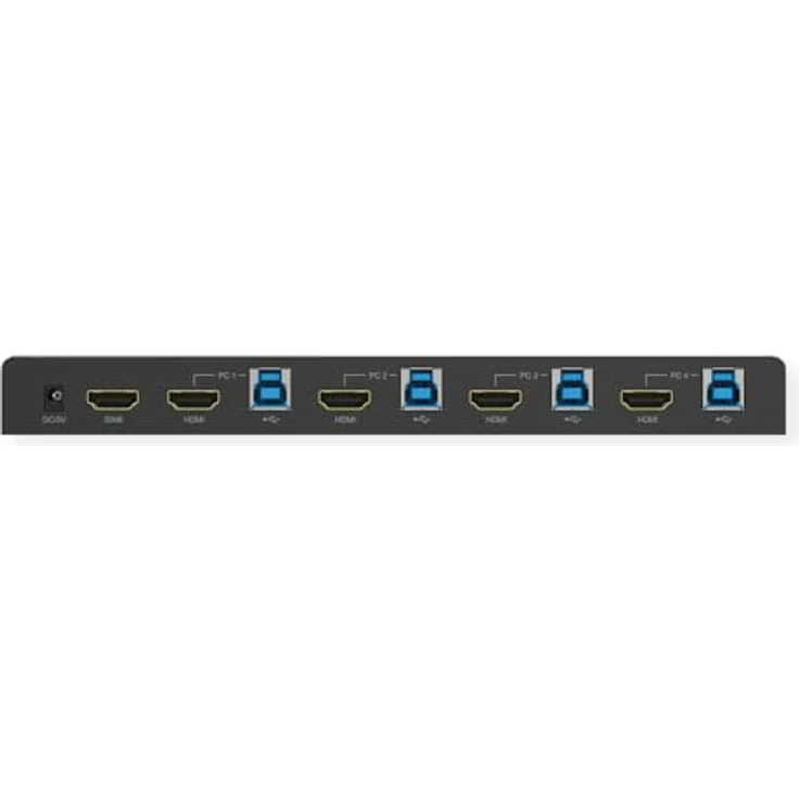 ROLINE KVM Switch, 4-Port HDMI 4K, USB, 1 User für 4 PCs, mit 3-Port USB-Hub und rutschfesten Gummifüßen – Bild 5