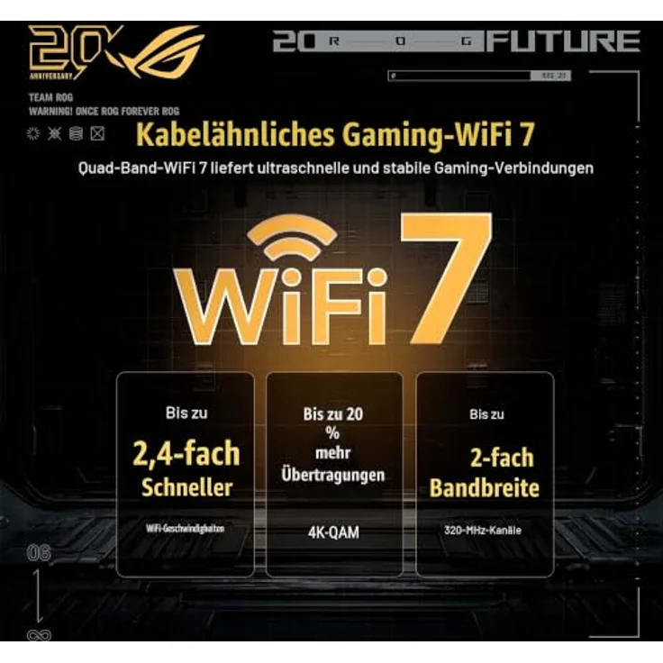 ASUS ROG Rapture GT-BE98 20th Anniversary Edition Quad-Band WiFi 7 Gaming Router, 25Gbps, Dual 10G & Quad 2.5G Ports, AiProtection, VPNs, 4G LTE/5G Tethering – Bild 4