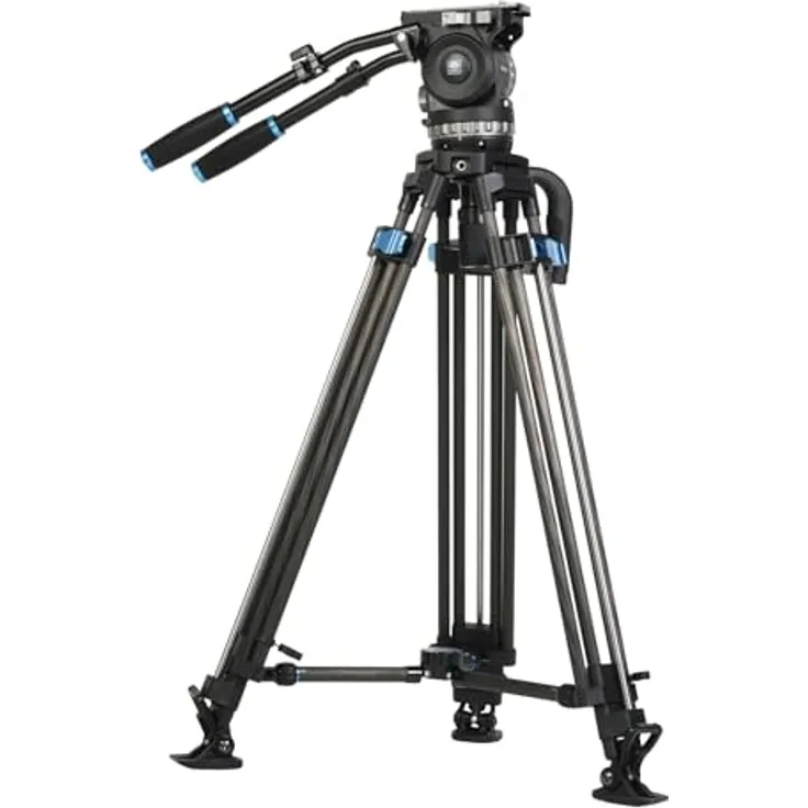 Sirui SQ100 Rapid System Stativset, Carbon Stativ mit Flip-Lock Höhenverstellung und VHS-18 Fluidkopf, maximale Tragfähigkeit 25 kg, schwarz