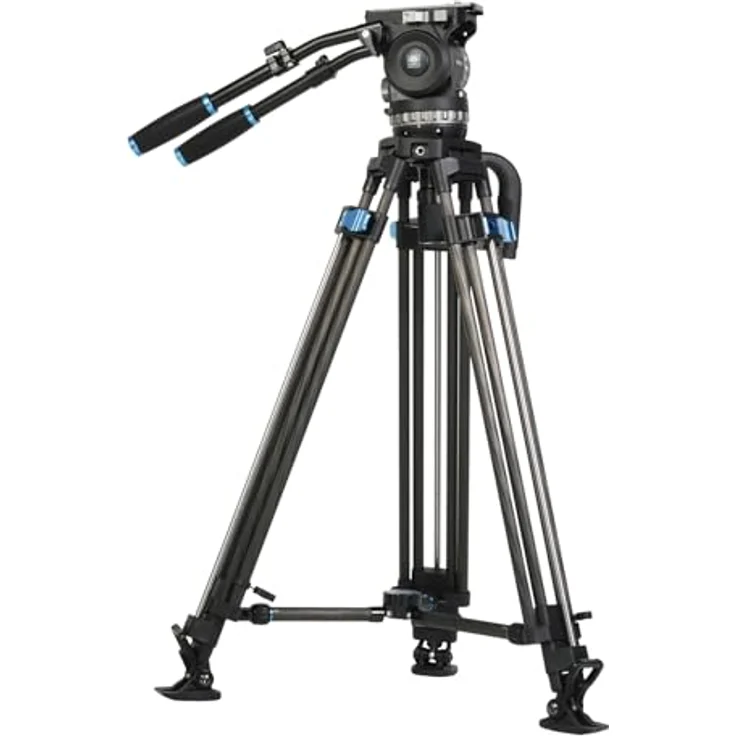 Sirui SQ100 Rapid System Stativset, Carbon Stativ mit Flip-Lock Höhenverstellung und VHS-18 Fluidkopf, maximale Tragfähigkeit 25 kg, schwarz – Bild 1