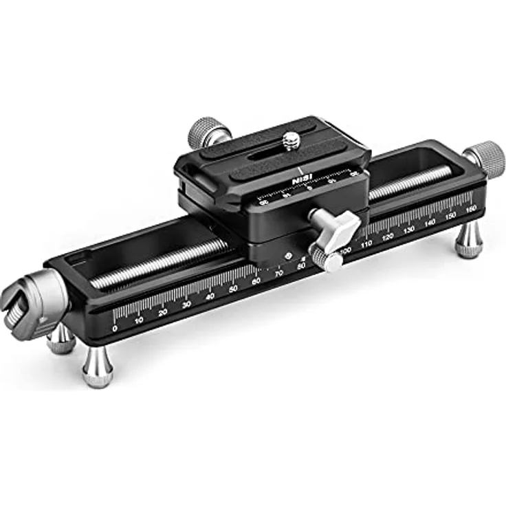 NiSi NM180 Makro Fokussierschiene - 360° Rotierbar Stabiler Makroschlitten/Makro Einstellschlitten/Macro Focusing Rail für Makrofotografie
