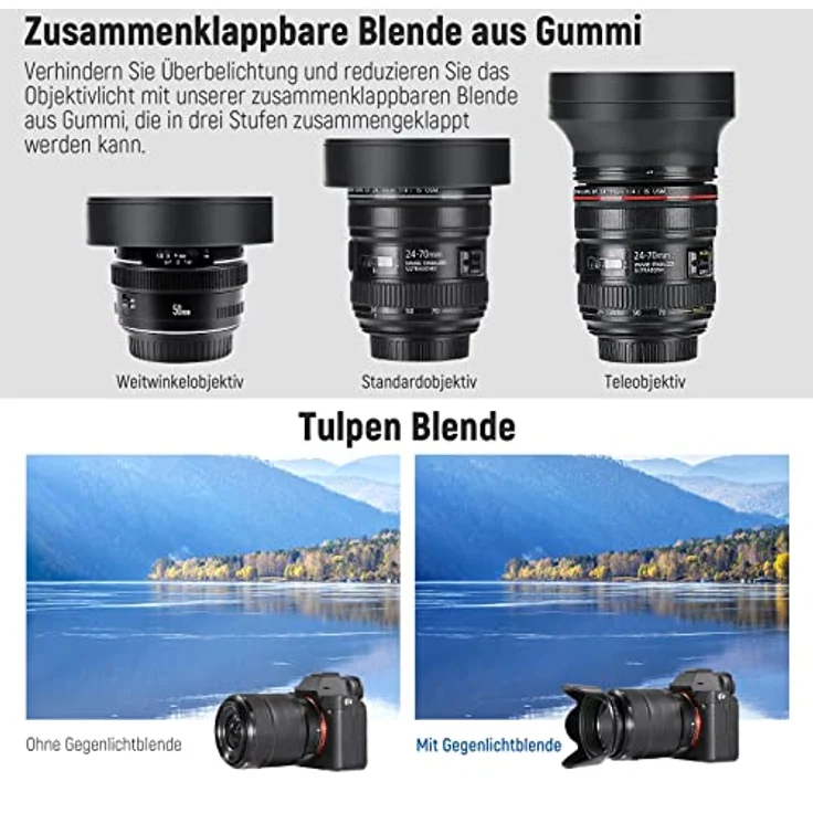 Komplettes Objektivfilter-Zubehör-Kit, 67 mm, von Neewer® für Objektive mit Filtergröße 67 mm:UV-, CPL-, FLD-Filter-Set + Makro-Nahaufnahmen-Set (+1, +2, +4, +10) + ND-Filter-Set (ND2, ND4, ND8) + andere. – Bild 8