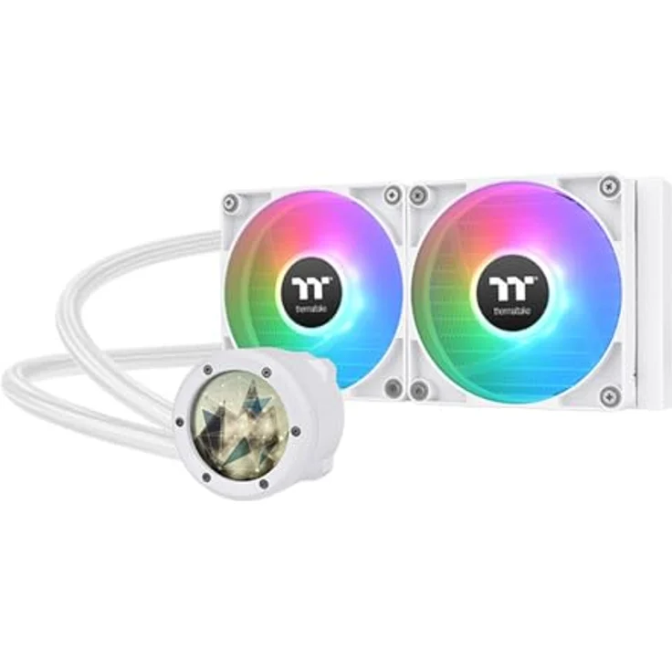 Thermaltake TH240 V2 Ultra ARGB Sync CPU Liquid Cooler Snow Edition All-In-One, Wasserkühlung mit CT120 ARGB-Lüftern und Infinity-Mirror-Design – Bild 1