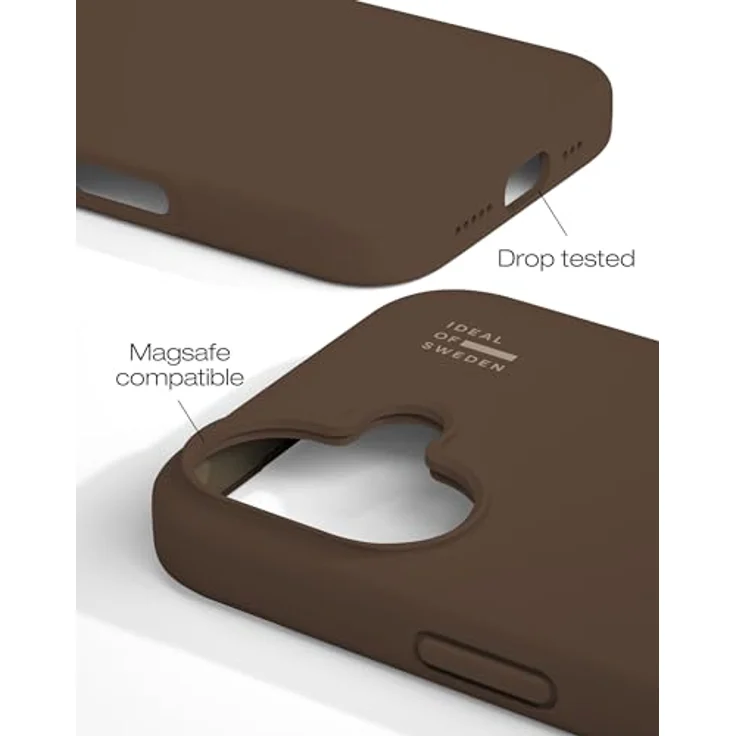 iDeal Of Sweden MagSafe Silicone Cover Mocha Mousse, Smartphone Hülle für Apple iPhone 17, braun, sturzfest, erhöhte Kanten, pfirsichfarbene Oberfläche – Bild 4