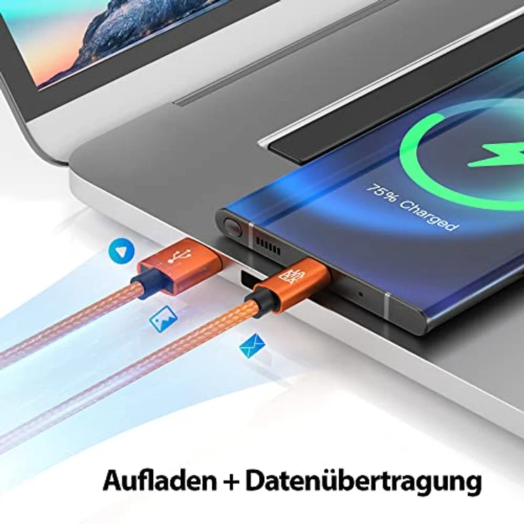 JAMEGA USB-C Kabel Nylon, Schnell Ladekabel 0,5m mit hoher Langlebigkeit, 5 Gbps Datentransfer, kompatibel mit Samsung, Huawei, HTC und LG – Bild 3