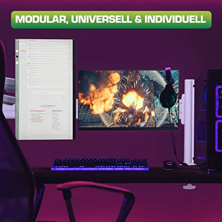 InLine Slatwall Befestigungssäulen aus Aluminium für Tischhalterung Panel 2er, Monitor Halterung, ca. 43 cm Höhe, Weiß – Bild 3