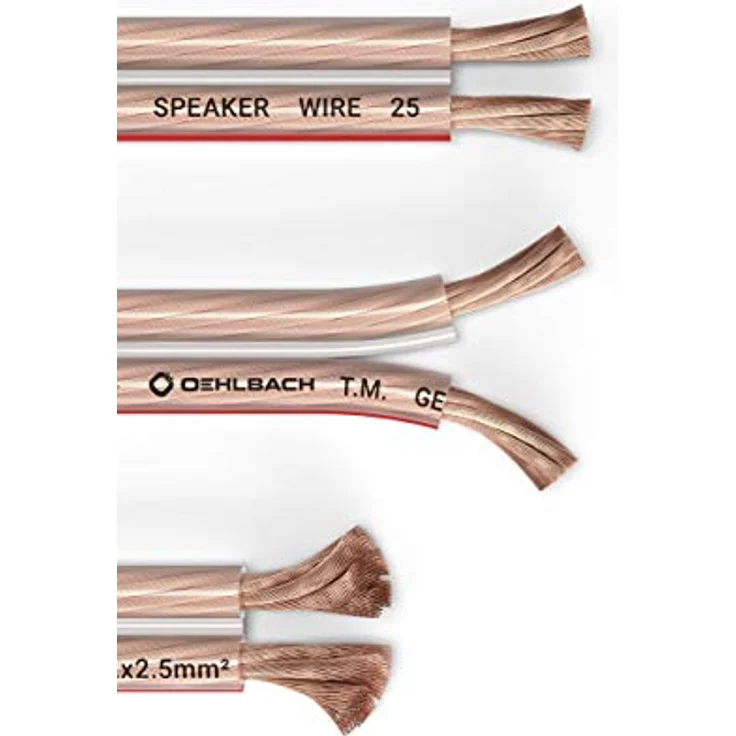 Oehlbach Speaker Wire SP-25 - Stereo HI-FI Lautsprecherkabel, Boxenkabel mit OFC (sauerstofffreies Kupfer) 2x2,5 mm² Mini Spule Lautsprecher Kabel - Glasklar 10 Meter – Bild 3