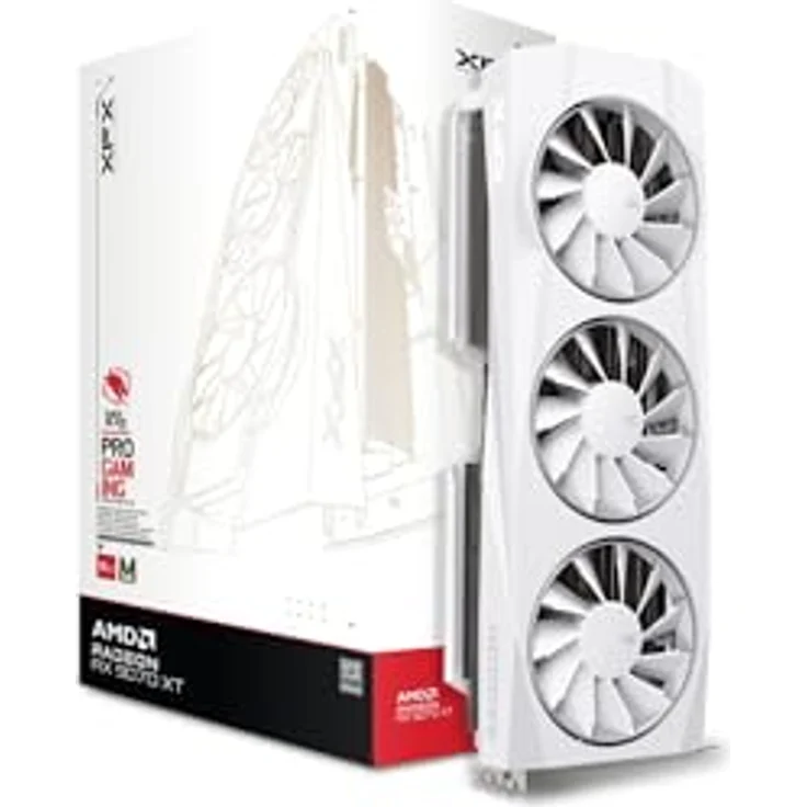 XFX Quicksilver AMD Radeon RX 9070XT White Magnetic Air Edition mit 16 GB GDDR6 HDMI 3xDP, AMD RDNA™ 4 (RX-97TMAQKW9) - Grafikkarte mit Game-Takt bis zu 2400 MHz und Boost-Takt bis zu 2970 MHz – Bild 1