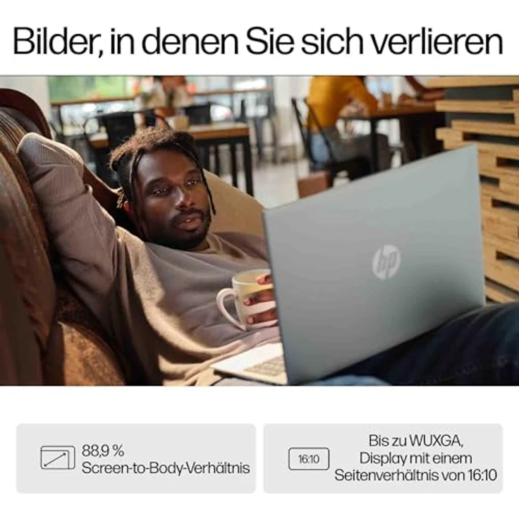 HP Pavilion Laptop 16", WUXGA Touch-Display, AMD Ryzen 5 8540U, 8 GB DDR5 RAM, 512 GB SSD, AMD Radeon Graphics, QWERTZ, Windows 11 Home, Silber – Bild 5