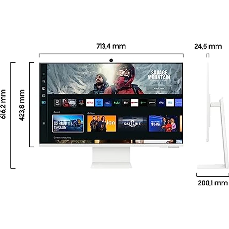 Samsung M80C Smart Monitor, 32 Zoll, 4K UHD, 60 Hz, Inkl. Webcam, Bildschirm mit Lautsprechern, Höhenverstellung und Pivot, Smart TV Apps mit Fernbedienung, S32CM801UU, Schwarz – Bild 2