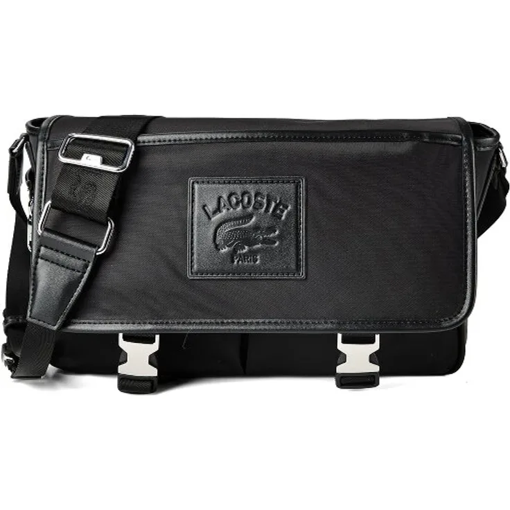 Lacoste Classics Messenger, Laptop-Tasche aus 100% Polyester, 30.5 cm, schwarz