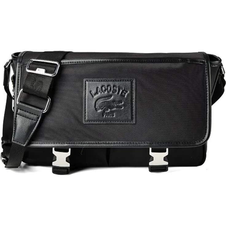 Lacoste Classics Messenger, Laptop-Tasche aus 100% Polyester, 30.5 cm, schwarz