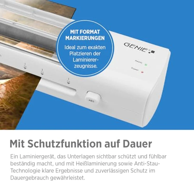 Genie LA 450 T, Laminiergerät für A4 Dokumente, LED-Sichtfenster, 80-125 µm, ABS-Funktion, 230 mm Arbeitsbreite – Bild 5