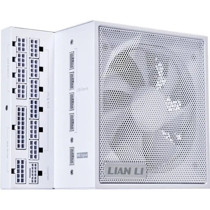 Lian Li Edge EG1000 PC Netzteil, 1000 Watt, PCIe 5.1, ATX 3.0 PSU | ATX 3.1, 80 PLUS Platinum, modular, mit Sleeved Cable Kit, 12VHPWR für NVIDIA RTX, leiser Lüfter, integrierter USB Hub - Weiß