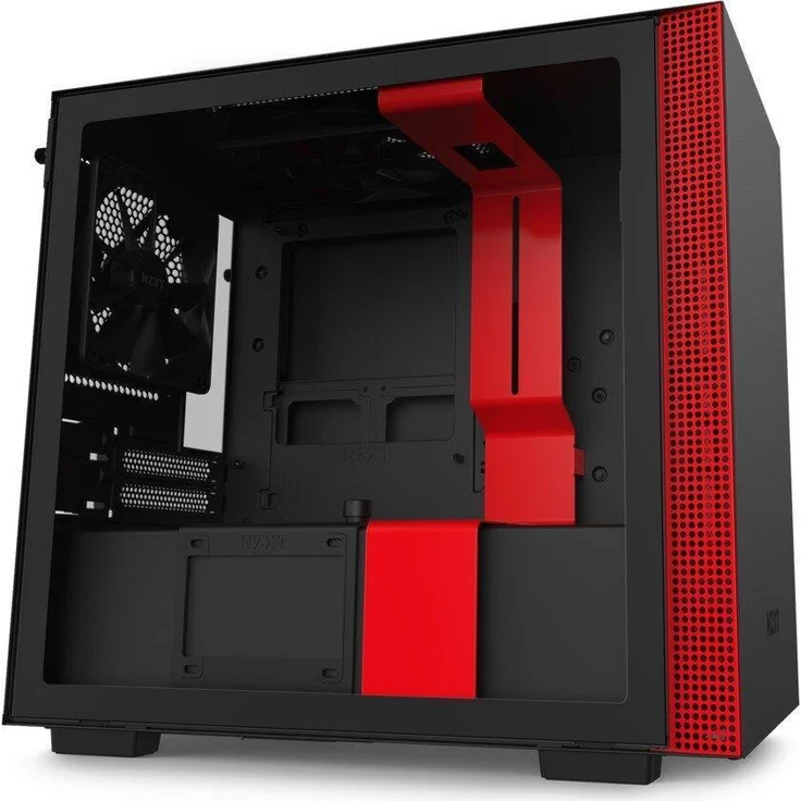 NZXT H210 - Mini-ITX-Gehäuse für Gaming-PCs - Front USB-C Port - Tempered Glass-Seitenfenster - managementsystem - Für Wasserkühlung nutzbar - Schwarz-Rot – Bild 8