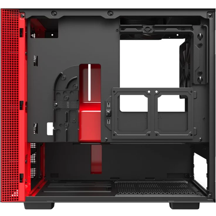 NZXT H210 - Mini-ITX-Gehäuse für Gaming-PCs - Front USB-C Port - Tempered Glass-Seitenfenster - managementsystem - Für Wasserkühlung nutzbar - Schwarz-Rot – Bild 10