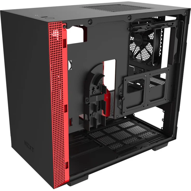 NZXT H210 - Mini-ITX-Gehäuse für Gaming-PCs - Front USB-C Port - Tempered Glass-Seitenfenster - managementsystem - Für Wasserkühlung nutzbar - Schwarz-Rot – Bild 9