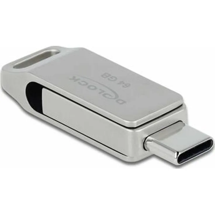Delock USB 3.2 Gen 1 USB-C + Typ-A Speicherstick 64 GB - Metallgehäuse (54075)