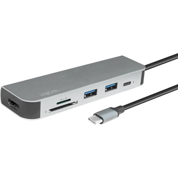 LogiLink UA0343 - USB-C Multifunktions Hub mit 6X Erweiterungen: 1x HDMI-1x USB-C PD (Power Delivery)-1x SD Kartenleser-2x USB 3.2 Gen 1x1-1x HDMI (4Kx2K 30Hz) fürs Smartphone, Notebook, Computer – Bild 2