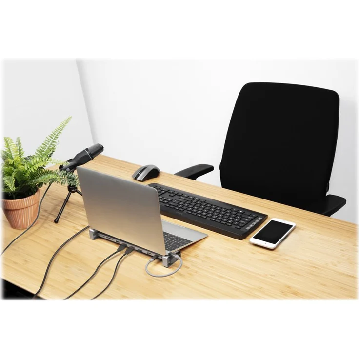 Trust Dalyx USB C Hub Multiport Adapter (10 in 1) mit Bildschirmständer, Aluminium Dongle (mit HDMI 4K-Ausgang, SB-Micro SD, 4 USB 3.2, 2 USB C Anschlüsse, Ethernet, für Typ-C-Geräte) - graun – Bild 7