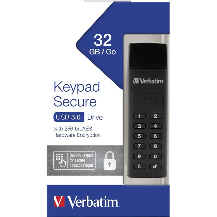Verbatim Keypad Secure USB-3.0-Stick - 32 GB - Datenspeicher mit Passwortschutz, inkl. USB-A zu USB-A-Verlängerungskabel, schwarz – Bild 8