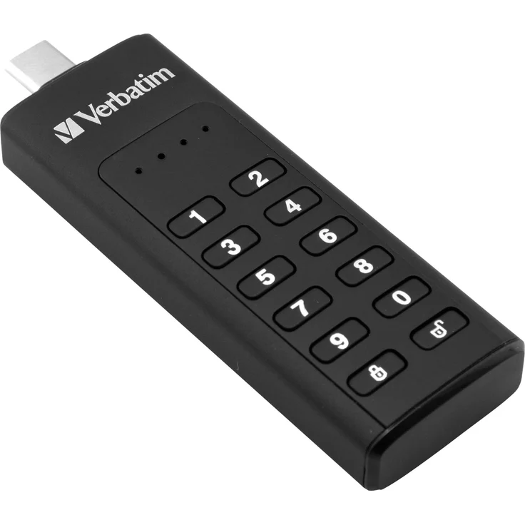 Verbatim Keypad Secure USB-C-Stick - 32 GB - Datenspeicher mit Passwortschutz, inkl. USB-C zu USB-C-Verlängerungskabel, schwarz – Bild 4