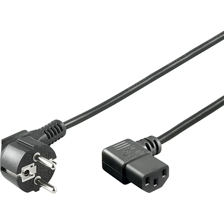 Netzkabel 1,5 m, Schwarz - Schutzkontaktstecker (Typ F, E 7-7) > Gerätebuchse C13 (Kaltgeräteanschluss)