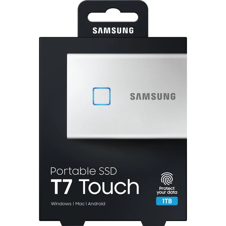 Samsung T7 Touch MU-PC1T0S - Solid-State-Disk - verschlüsselt - 1 TB - extern (tragbar) - USB 3.2 Gen 2 (USB-C Steckverbinder) - 256-Bit-AES - Silber (MU-PC1T0S/WW) – Bild 6