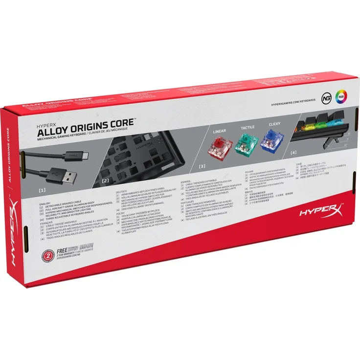 HyperX Alloy Origins Core - Tastatur - backlit - USB - USA QWERTY - HyperX Red (HX-KB7RDX-US) – Bild 6