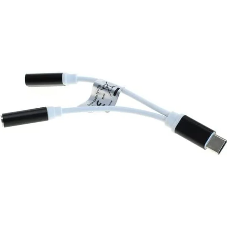 OTB 2-in-1 Audio-Adapter USB Type C (USB-C) auf 3,5 mm Stereo-Kabel und Ladeanschluss, Adapterkabel, schwarz, weiß