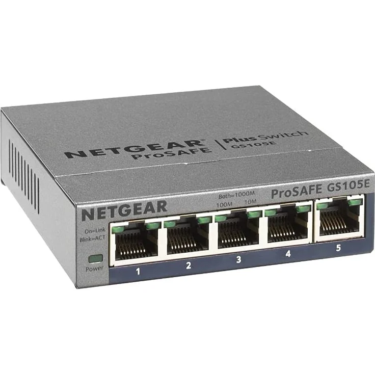 Netgear GS105E 5-Port Gigabit Ethernet LAN Switch Smart Managed Plus (für Desktop mit ProSAFE Lifetime-) grau – Bild 1