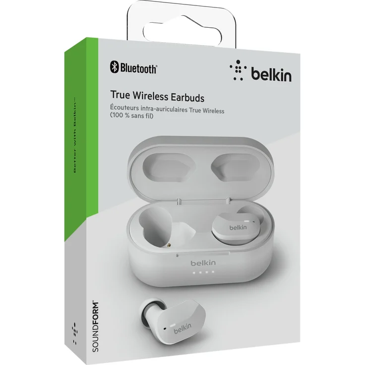 Belkin SoundForm True Wireless In-Ear-Kopfhörer (Bluetooth Ohrhörer für iPhone, Samsung, Google, Touch-Bedienung, portables Ladecase, 24 Stunden Abspielzeit, Geräuschisolierung, schweißfest, Weiß – Bild 3