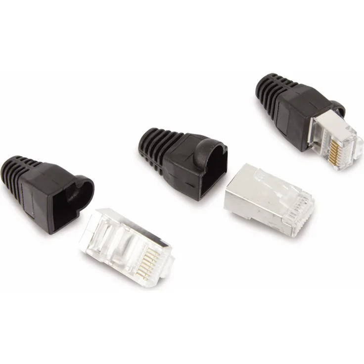 LogiLink MP0012 100 Stück RJ45 Modularstecker CAT5e mit Knickschutzhülle schwarz