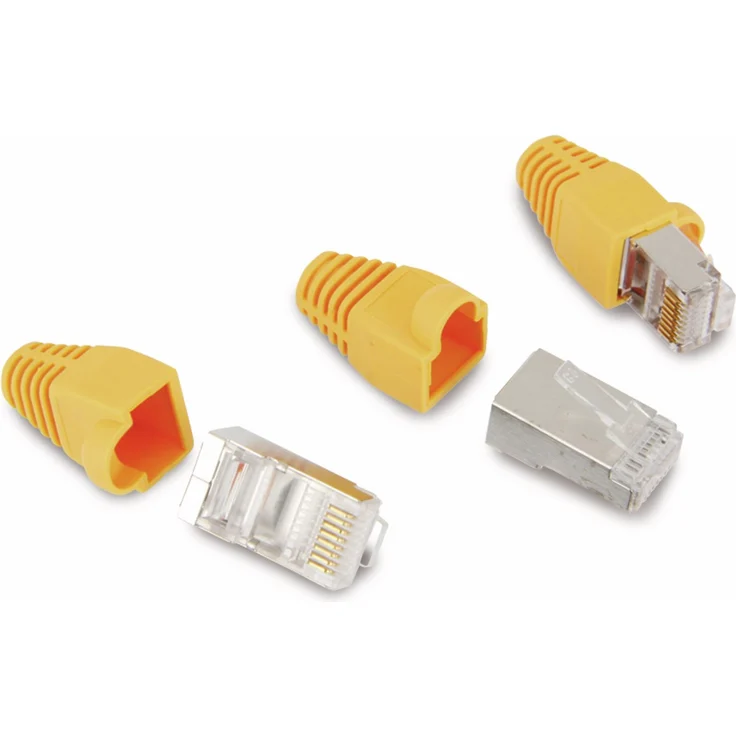 LogiLink MP0015 100 Stück RJ45 Modularstecker CAT5e mit Knickschutzhülle gelb – Bild 2