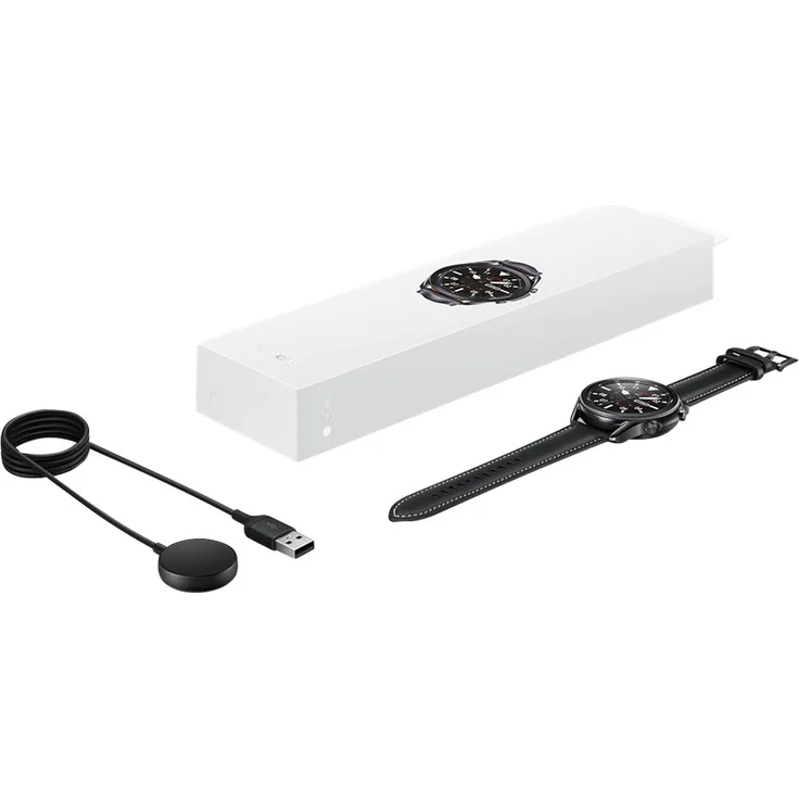 Samsung Galaxy Watch 3 Bluetooth Smartwatch GPS, Damen, 45mm, Lederarmband, Mystic Black Smartwatch – Bild 7