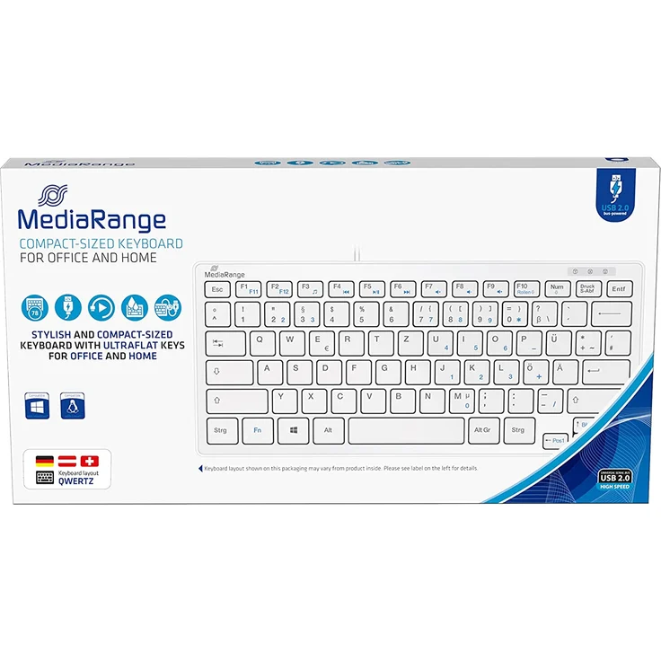 MediaRange MROS113 Tastatur USB QWERTZ Deutsch Weiß ( MROS113 ) – Bild 3