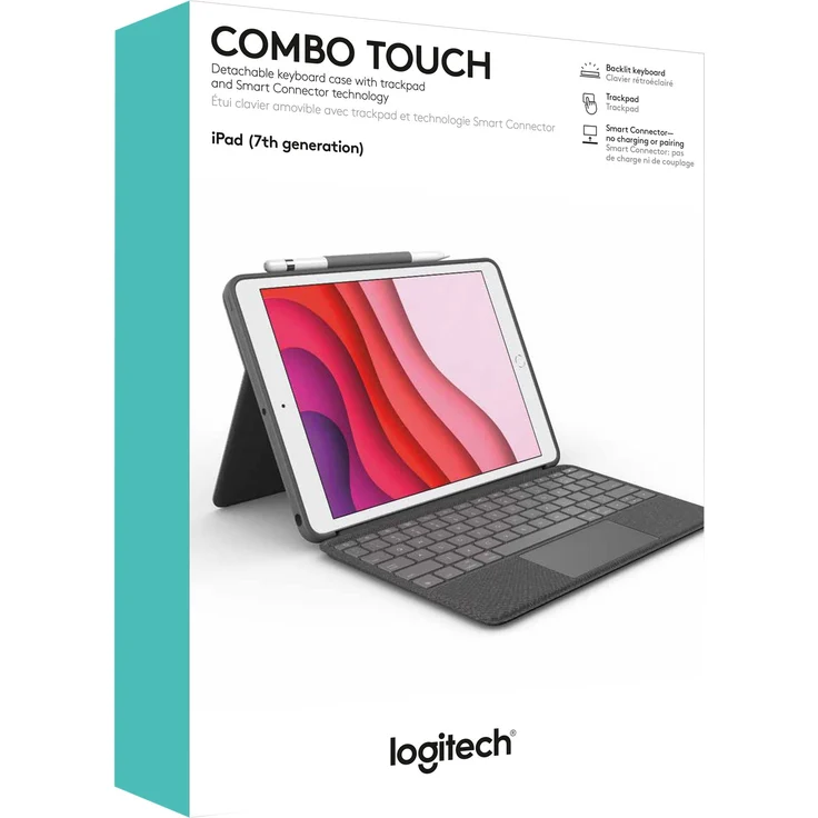 Logitech Combo Touch - Tastatur und Foliohülle - mit Trackpad für Apple iPad 10.2'', Französisch (920-009625) – Bild 5