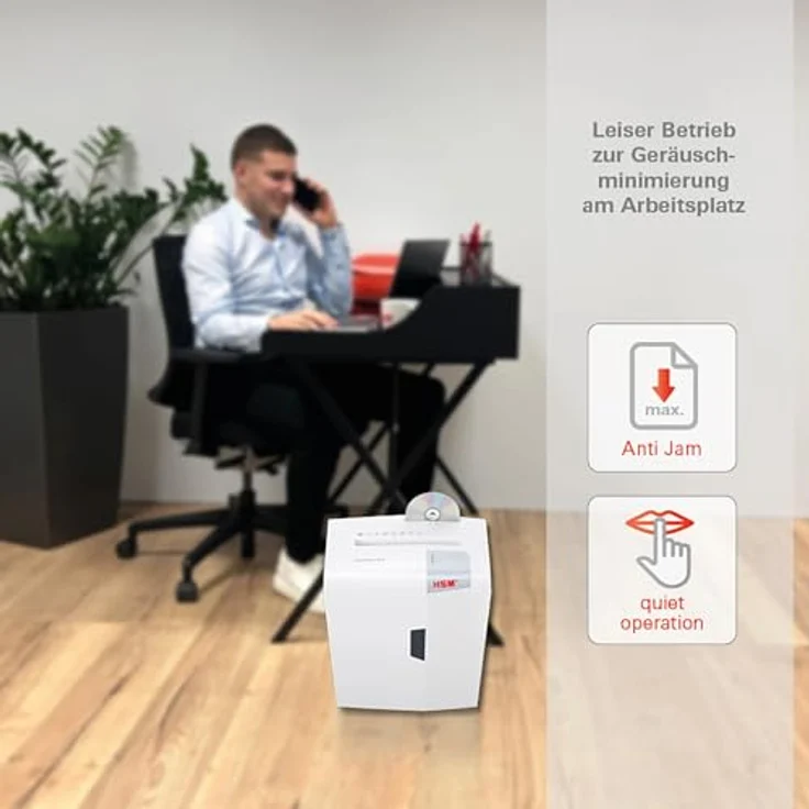 HSM shredstar S10 Aktenvernichter, Sicherheitsstufe P-2, 10 Blatt (Streifenschnitt) mit CD-Schredder – Bild 9