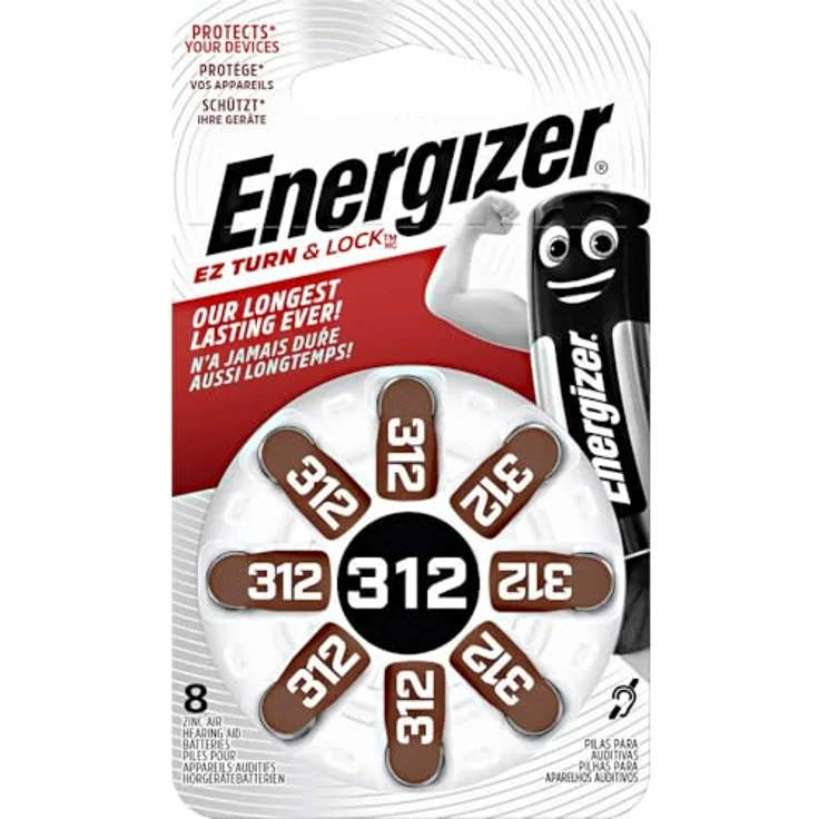 Energizer Hörgerätebatterien 312, EZ Turn & Lock, 8 Stück – Bild 2