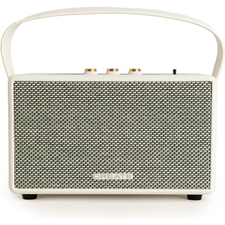CREATE Retro Lautsprecher, tragbarer 40W Bluetooth-Speaker in Cremeweiß mit USB, AUX und bis zu 5 Stunden Betriebsdauer – Bild 1