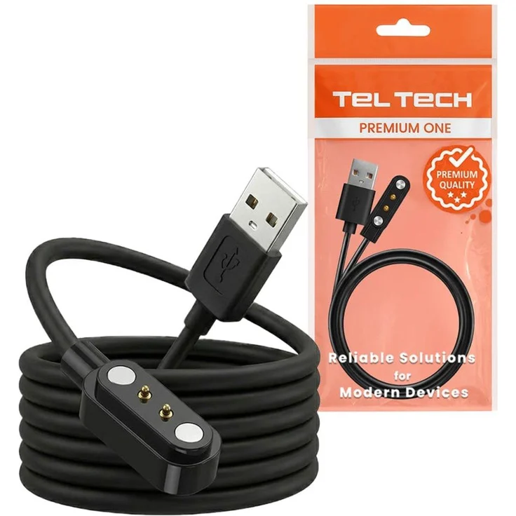 Wisam Teltech Ladekabel für Smartwatch KW10 KW20, Schwarz, Kunststoff, 0,03 g