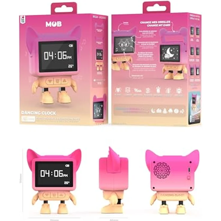 Mobility on Board Dancing Clock, Bluetooth 5.3 Lautsprecher mit 3W Leistung und Diffusor, Rosa – Bild 9