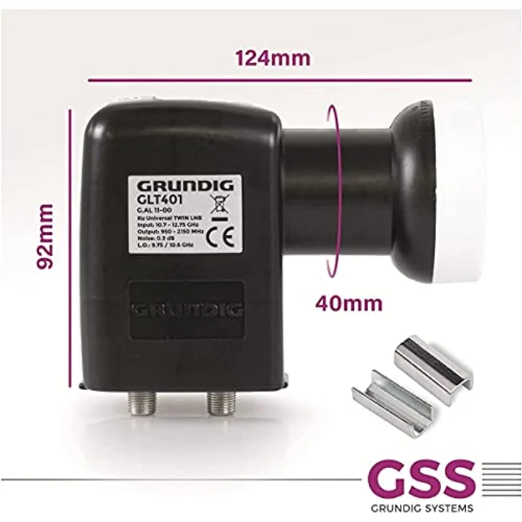 [Test SEHR GUT *] GSS Twin LNB für digital Satschüssel - 2 Teilnehmer, Fernseher - 2fach - mit LTE Filter - Full HD, 4K, HDTV, 0.1dB, 2-Fach, Wetterschutz, kälte- & hitzebeständig + Aufdrehhilfe – Bild 4