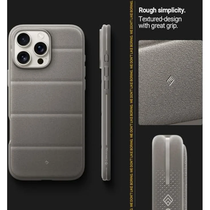 Caseology Athlex Mag für iPhone 16 Pro Hülle - Active Gray [Sandstein Textur, Militärischer Fallschutz, Magnetische, Seitliche Griffmuster] – Bild 3