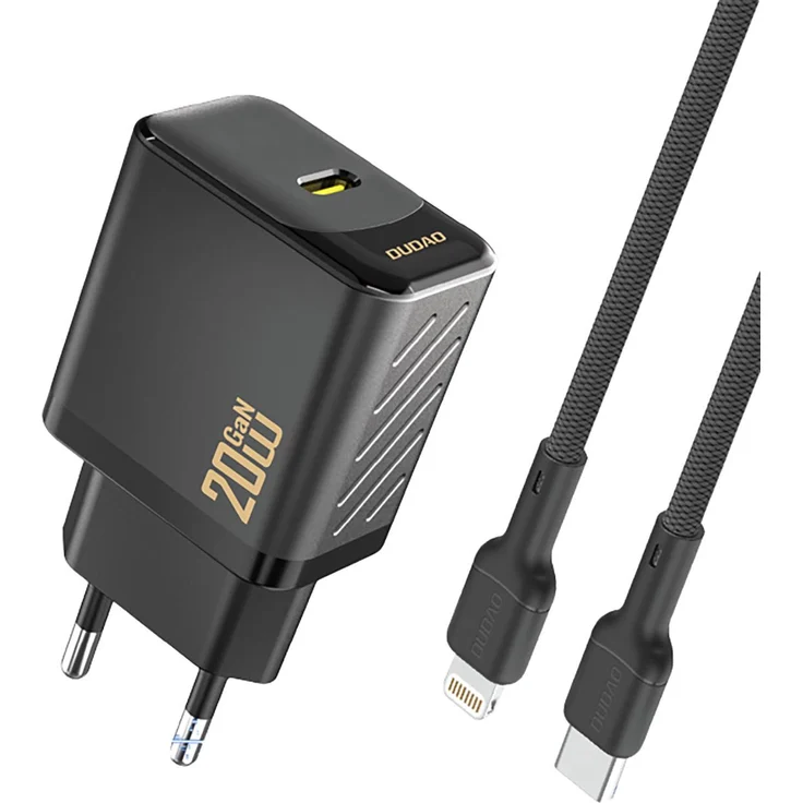 Dudao Dudao A26LEU AC Ladegerät, 20W USB-C mit USB-C auf Lightning Kabel, kompakt, GaN Technologie