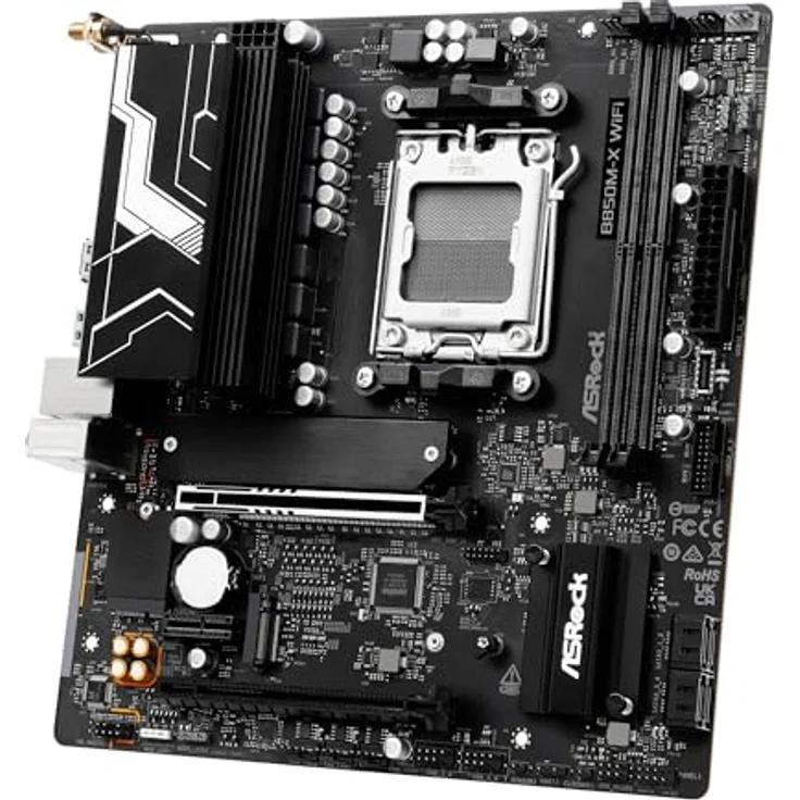 ASRock B850m-x Wifi R2, Micro-ATX Mainboard für AMD Ryzen, 128 GB DDR5-SDRAM, WLAN 6E, HDMI 2.1, Schwarz – Bild 1